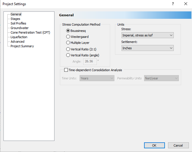 Project Settings dialog - General tab